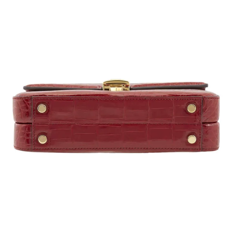 GUCCI Sylvie 1969 Leather Handbag Mini Women's Red-3
