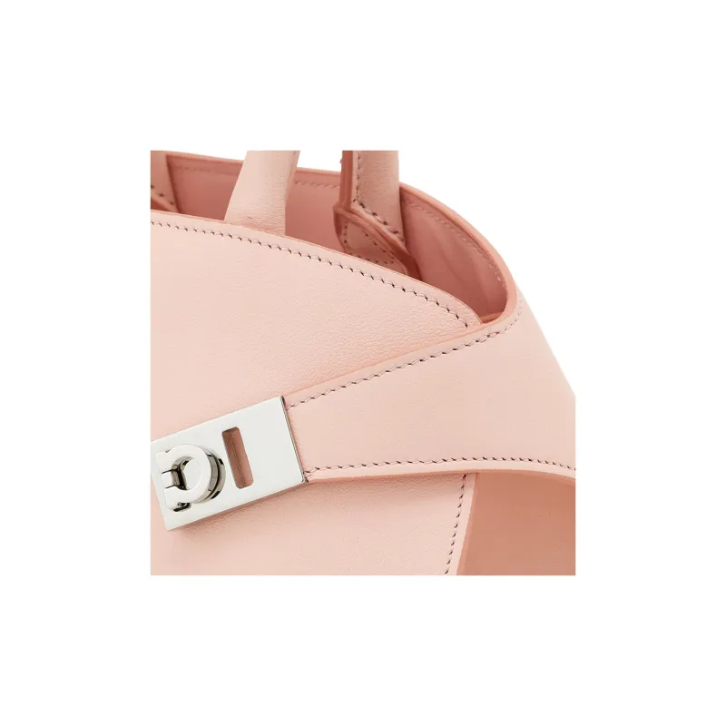 FERRAGAMO Calfskin Shoulder Bag Crossbody Bag Handbag Mini Women's Nylon Pink-4