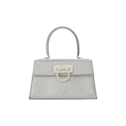 FERRAGAMO Fabric With Crystal Accents Handbag Women's Silver