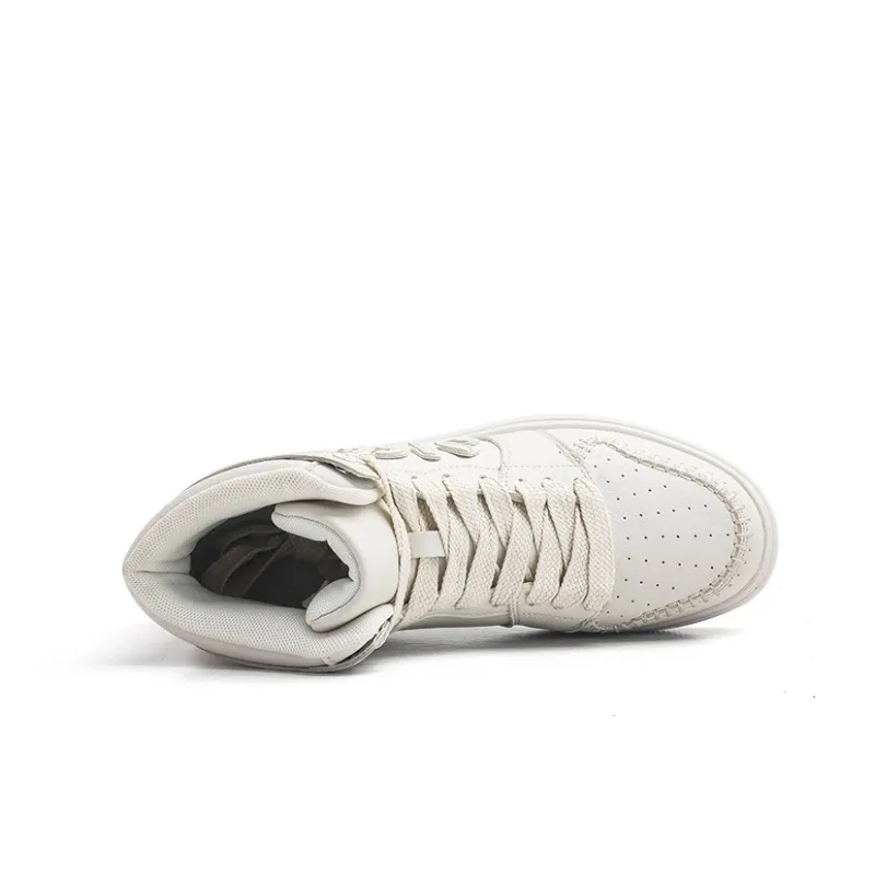 Jifffly Cushioning Coverage And Abrasion Resistant High Top Skateboard Shoes Unisex Beige-12