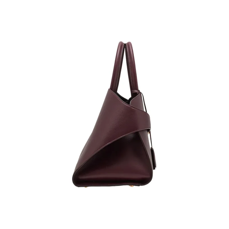 FERRAGAMO GANCINI Shiny Calfskin Shoulder Bag Crossbody Bag Handbag Medium Size Women's Dark Color Barolo-1