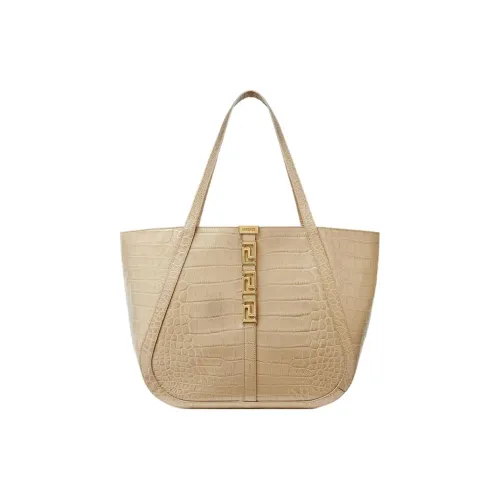 VERSACE Greca Goddess Cow Leather tote Dusy Bag Shopping Bag Shoulder Bag Handbag Large Size Women's Beige
