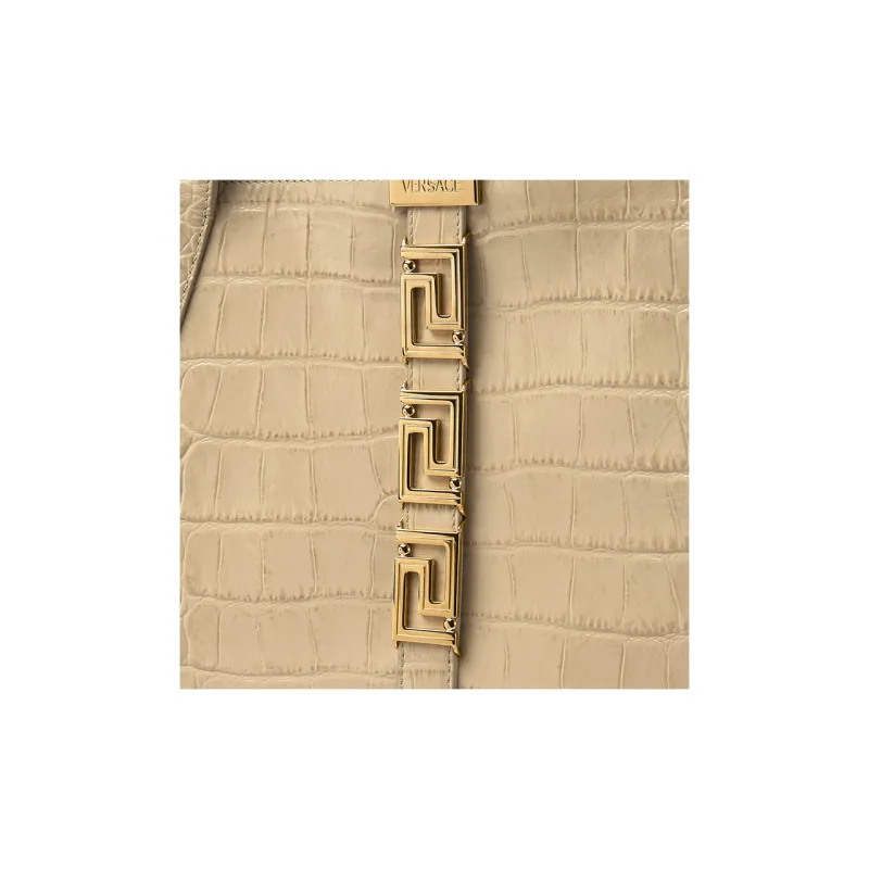 VERSACE Greca Goddess Cow Leather Tote Bag Shopping Bag Shoulder Bag Handbag Large Size Women's Beige-4