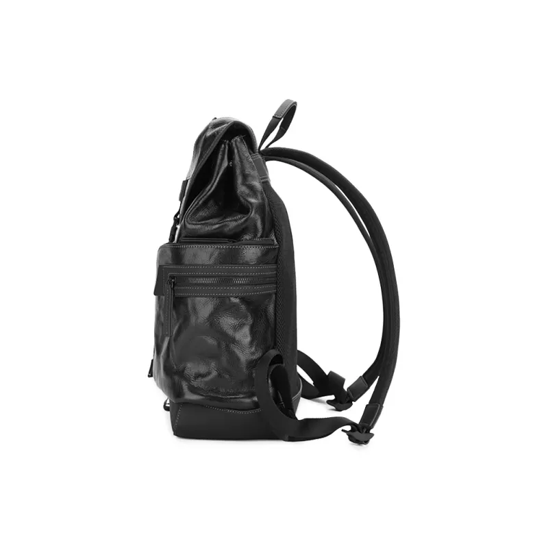 PIERRE CARDIN Top Grain Cow Leather Laptop Backpack Tubas Men's Black-4