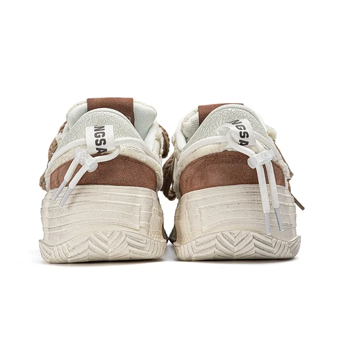 Fang Sanhuo Low Top Skateboard Shoes Unisex Brown White-6