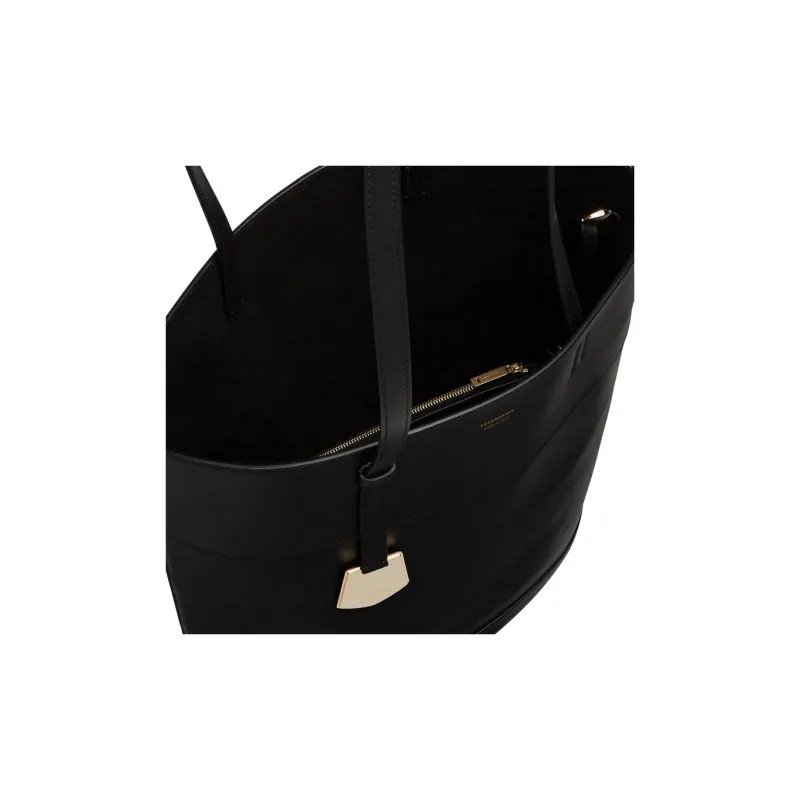 FERRAGAMO Smooth Calf Leather Tote Bag, Shopping Bag, Handbag Medium Size Women's Black-4