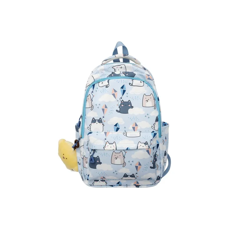 PINK·LAND Nylon Fabric Backpack Large Size Unisex White/Gray/Blue/Pink-2