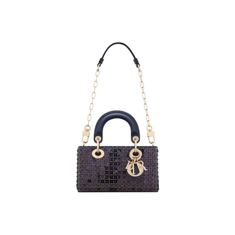 DIOR Lady D-JOY Beaded Embroidery Dior Bag Shoulder Bag Crossbody Bag Handbag Extra Mini Women's Blue-4