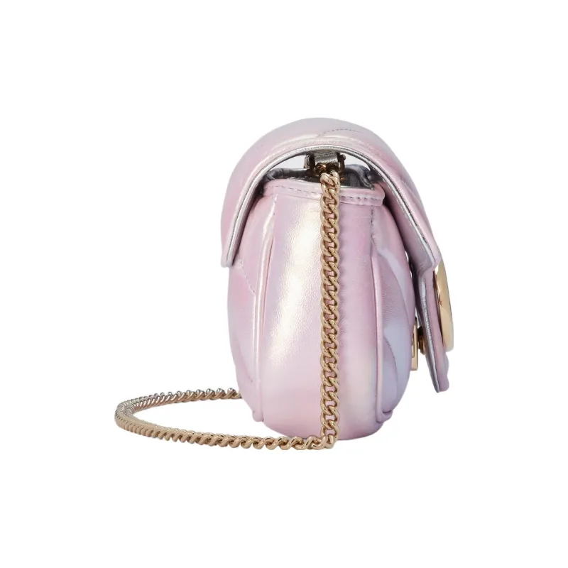 GUCCI GG Marmont Leather Shoulder Bag Crossbody Bag Extra Mini Women's Rainbow Pink-3