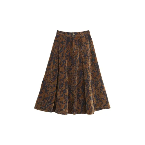 SETIROM Casual Long Skirts Women's Brown