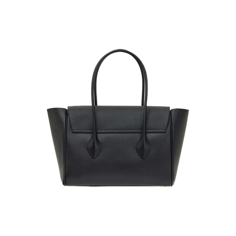 FERRAGAMO Hammered Calfskin Tote Bag, Shopping Bag, Handbag Tubas Women's Black-2