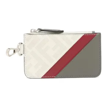FENDI Cotton And Polyurethane Card Holder Men's White & Multicolor
