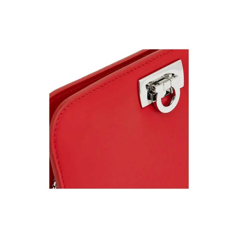 FERRAGAMO Calfskin Clutch Mini Women's Flame Red-4