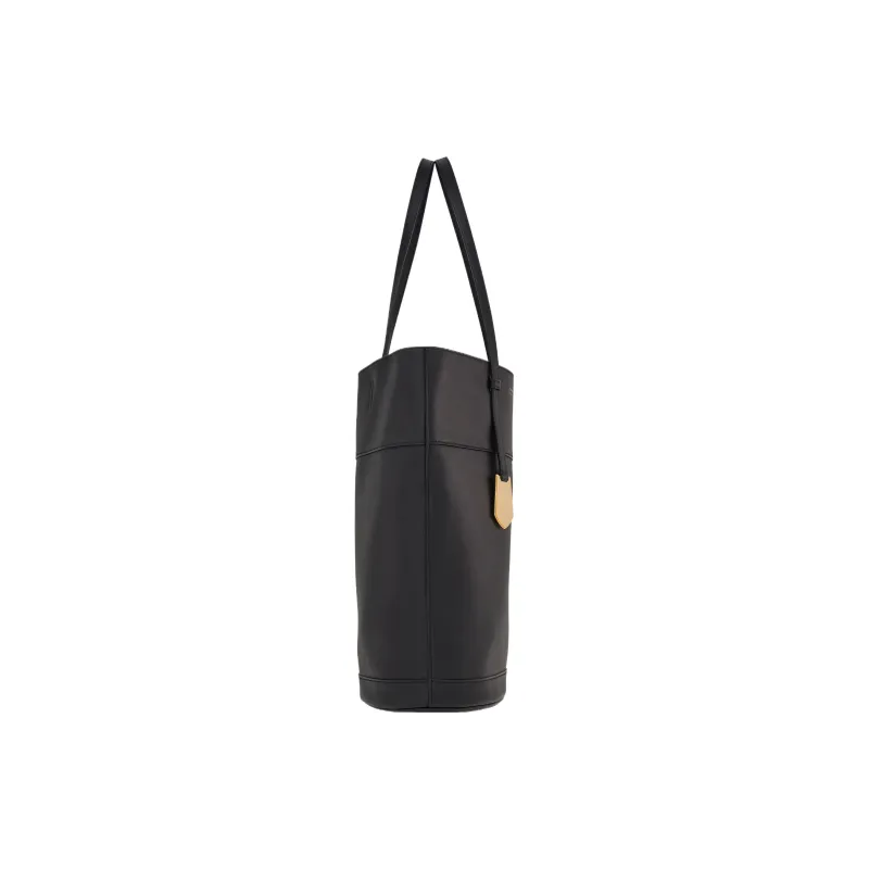 FERRAGAMO Smooth Calf Leather Tote Bag, Shopping Bag, Handbag Medium Size Women's Black-1
