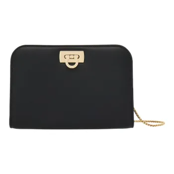 FERRAGAMO Calfskin Clutch Mini Women's Black