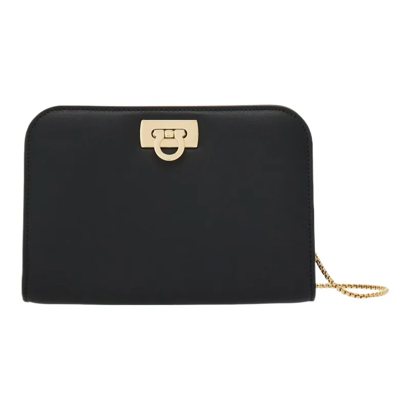FERRAGAMO Calfskin Clutch Mini Women's Black-0