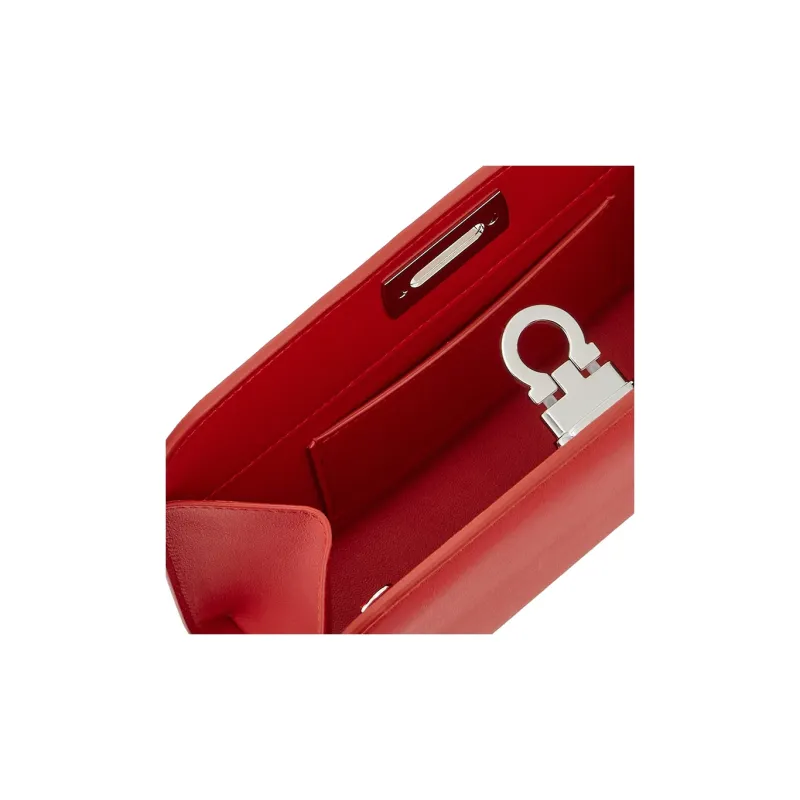 FERRAGAMO Calfskin Clutch Mini Women's Flame Red-5