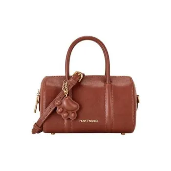 Hush Puppies Cow Leather Boston Bag One Shoulder Handbags Women's Red Brown/Green