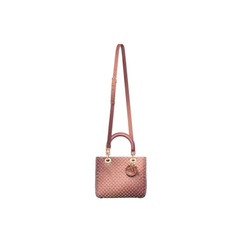 DIOR Lady Dior Lambskin Dior Bag Shoulder Bag Crossbody Bag Handbag Medium Size Women's Pearl Color-4