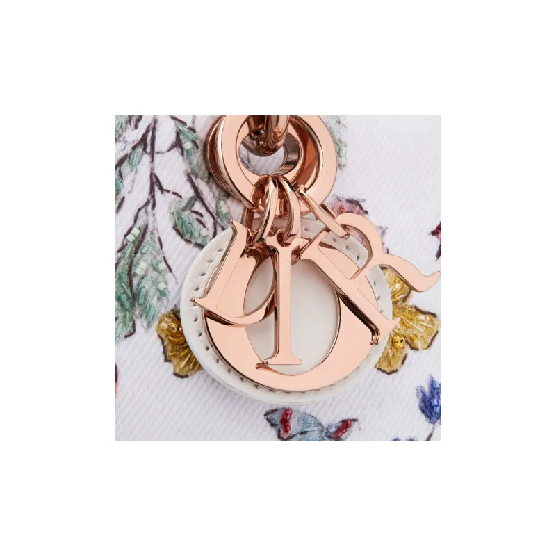 DIOR Lady D-JOY Embroidered Denim Shoulder Bag Crossbody Bag Handbag Extra Mini Women's Multicolor/White-6