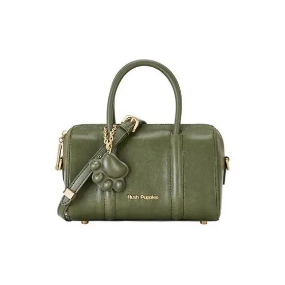 Hush Puppies Cow Leather Boston Bag One Shoulder Handbags Women's Red Brown/Green-6