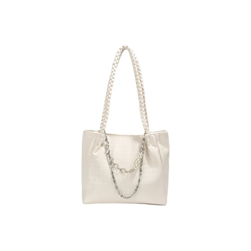 PINK·LAND PU Tote Bag Shopping Bag Shoulder Bags Regular Women's White/Black-1