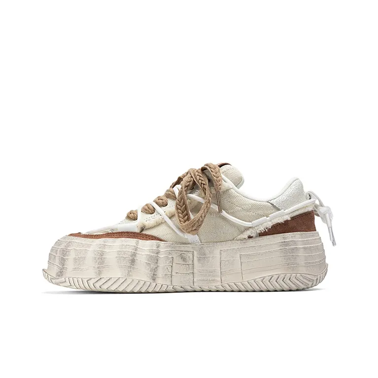 Fang Sanhuo Low Top Skateboard Shoes Unisex Brown White-0
