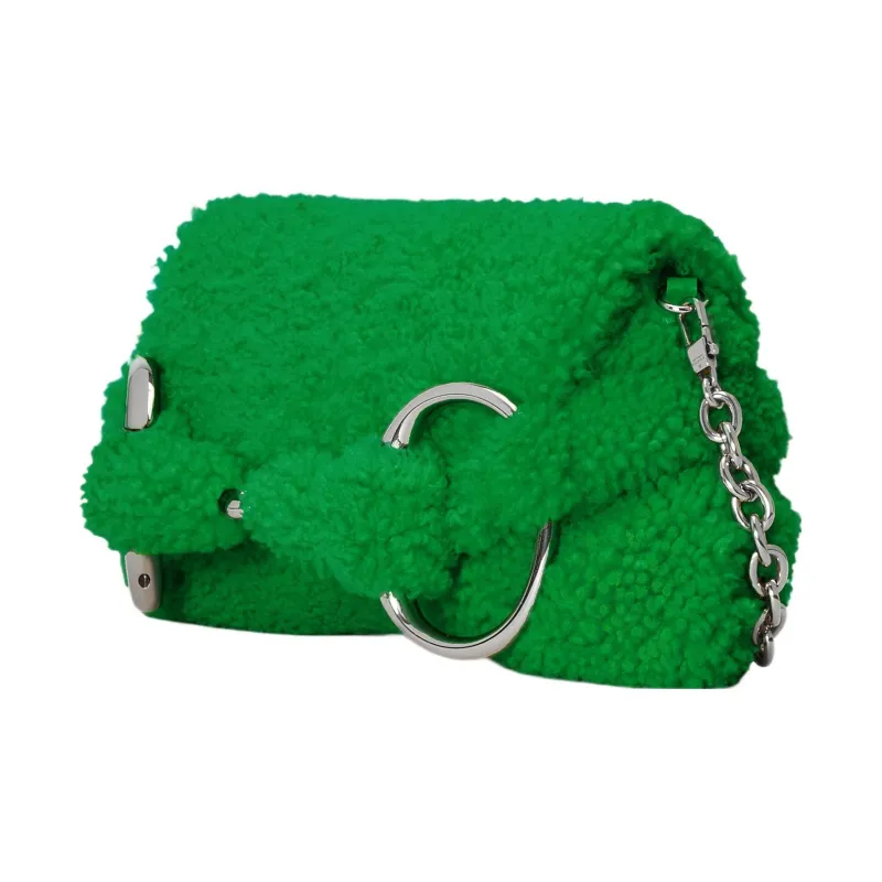 GUCCI Horsebit 1955 Milu Wool Handbag Shoulder Bag Medium Size Women's Green-1