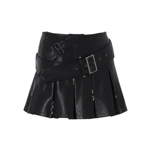 JYOSEI Leather Short Skirts Women's Black