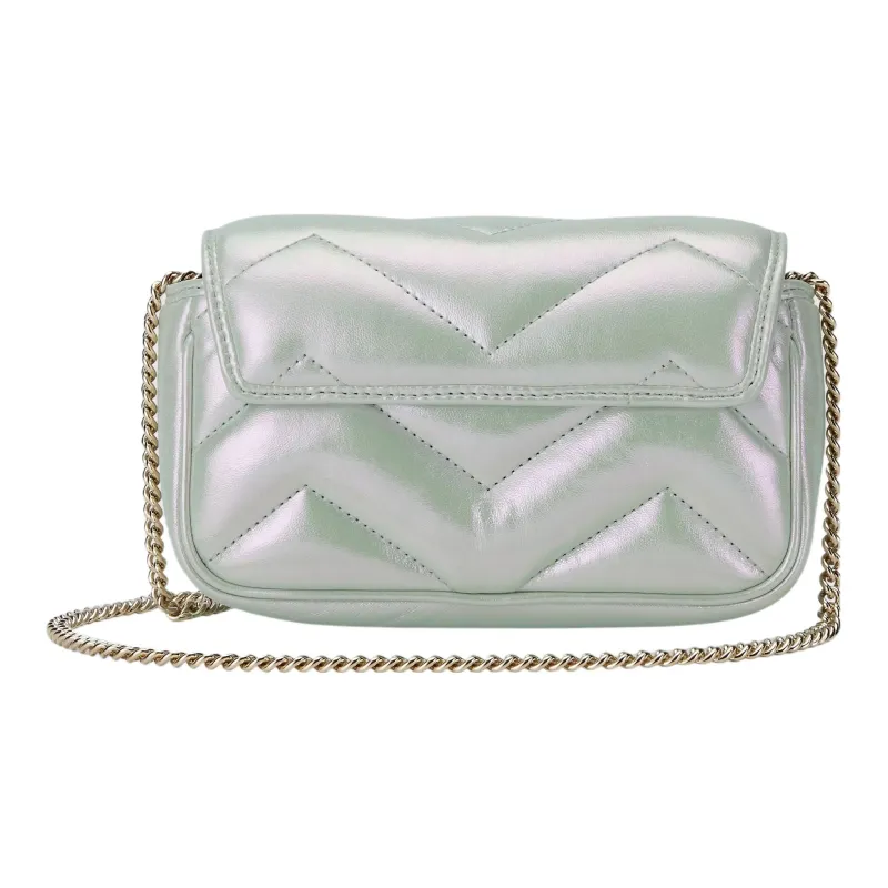 GUCCI GG Marmont Leather Shoulder Bag Crossbody Bag Extra Mini Women's Rainbow Green-2