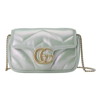 GUCCI GG Marmont Leather Shoulder Bag Crossbody Bag Extra Mini Women's Rainbow Green