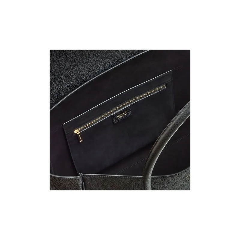 FERRAGAMO Hammered Calfskin Tote Bag, Shopping Bag, Handbag Tubas Women's Black-4