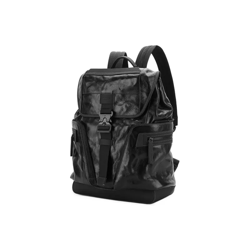 PIERRE CARDIN Top Grain Cow Leather Laptop Backpack Tubas Men's Black-3