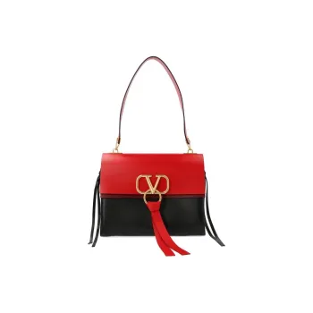 Valentino GARAVANI Leather Handbag Shoulder Bag Women's Black & Red
