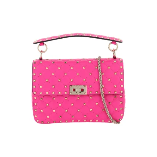 Valentino ROCKSTUD SPIKE Sheepskin Portable Crossbody Bag Shoulder Bag Medium Size Women's Pink