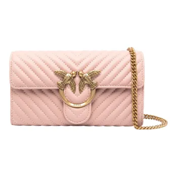 PINKO Calfskin Handheld Shoulder Bag Crossbody Bag Women's Light Pink