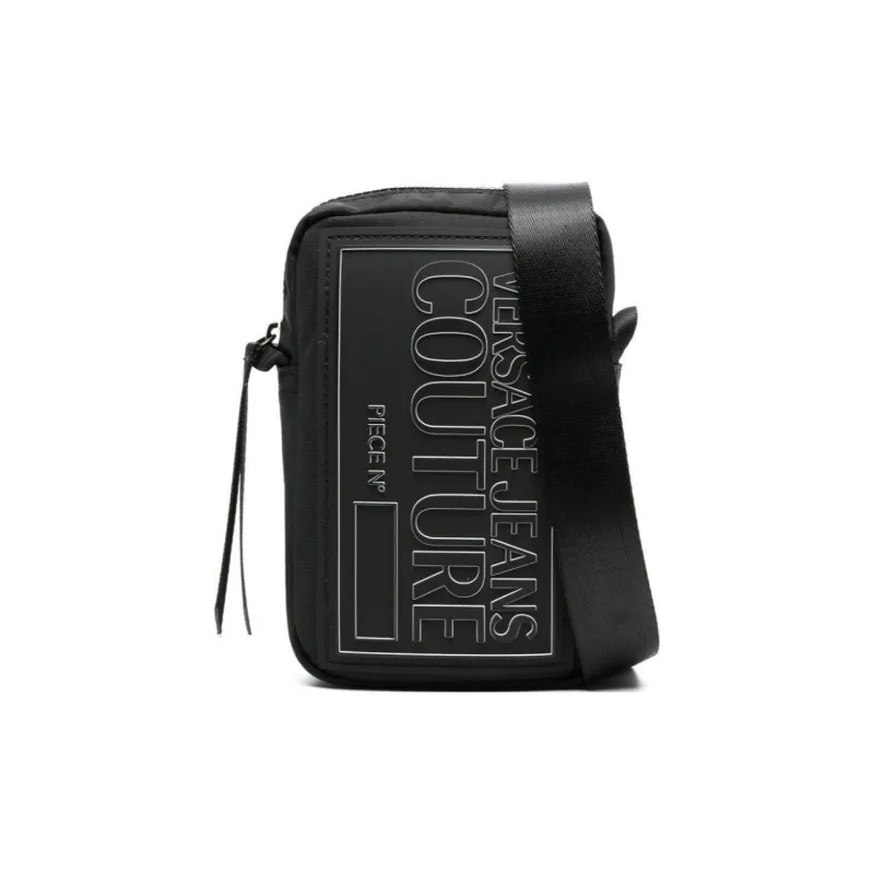 VERSACE JEANS COUTURE Polyamide Shoulder Bag, Crossbody Bag Men's Black & White-0