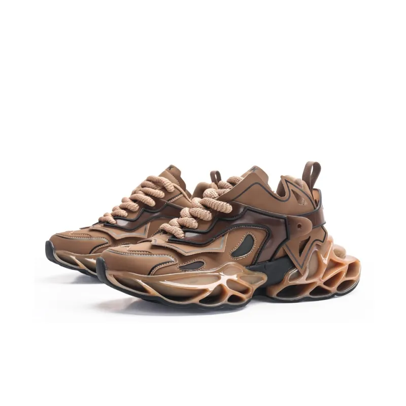 DAFK Cushioning Height Increasing Low Top Running Shoes Men's Brown-2