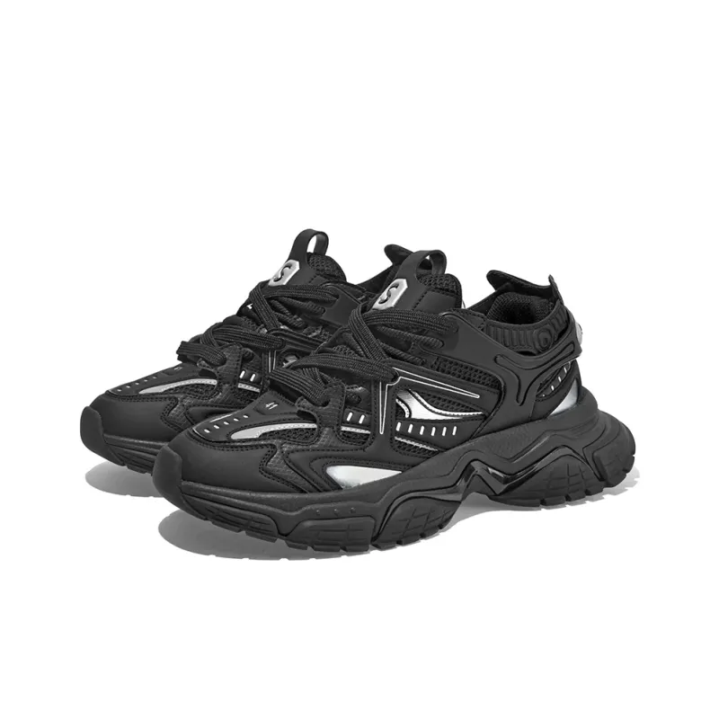 SK.TRIP Crossbow Series Chunky Sneakers Unisex Low Top Jet Black-3