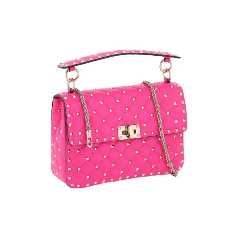 Valentino ROCKSTUD SPIKE Sheepskin Portable Crossbody Bag Shoulder Bag Medium Size Women's Pink-1