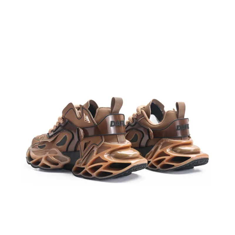 DAFK Cushioning Height Increasing Low Top Running Shoes Men's Brown-3