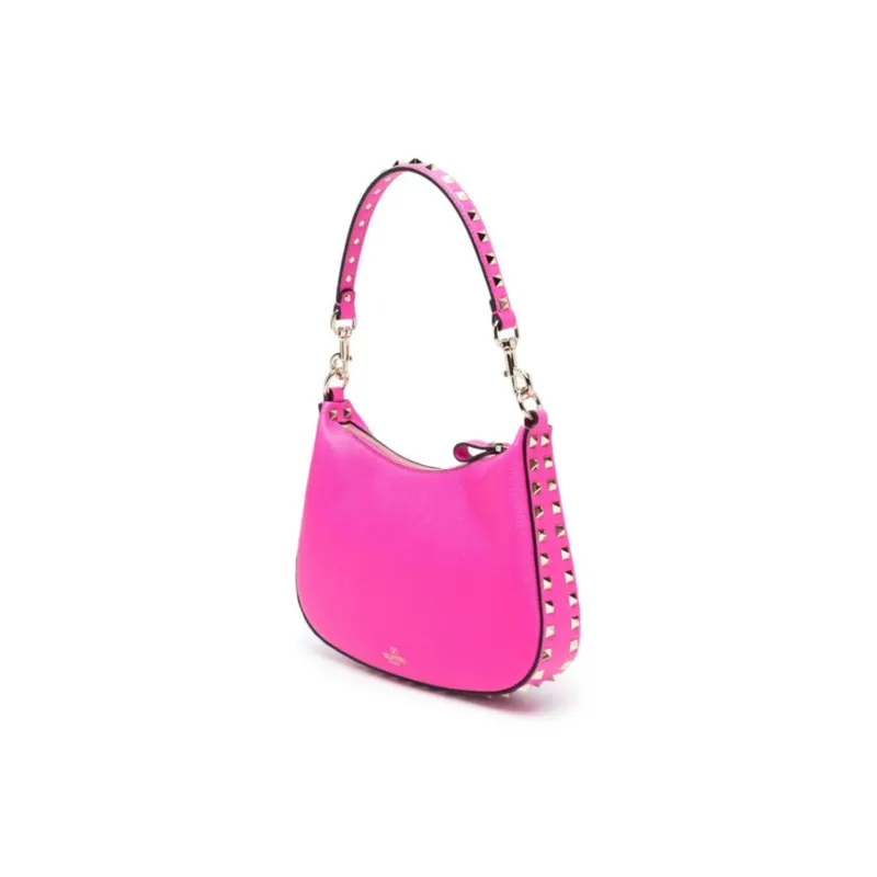 Valentino ROCKSTUD Calfskin Hobo Bag, Shoulder Bag, Crossbody Bag Women's Pink-1
