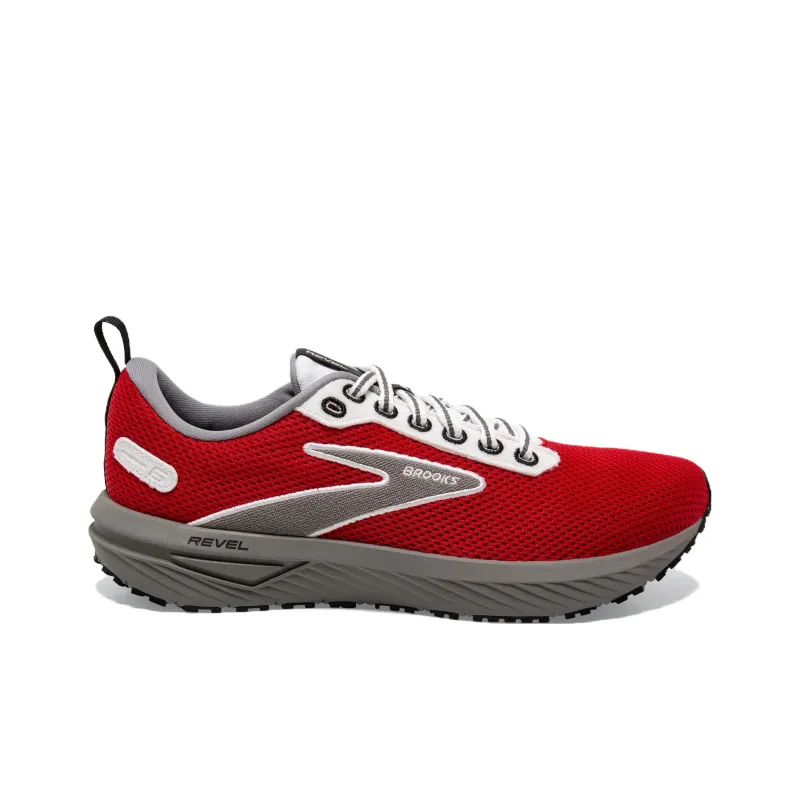 Brooks Revel 6 Cushioned Slip-Resistant Low-Top Running Shoes Men's Red Gray-1