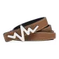 UK2410 Litchi Grain Brown Silver-Tone Buckle