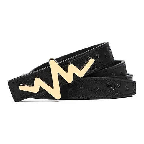 TangGuh Heartbeat Collection Print Black Leather Belts Women's Width  2cm-0