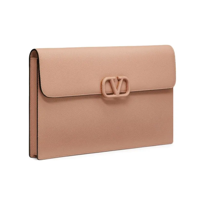 Valentino VSLING Calfskin Clutch Tubas Women's Umber-1