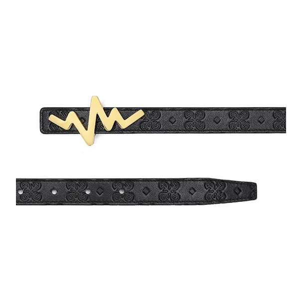 TangGuh Heartbeat Collection Print Black Leather Belts Women's Width  2cm-2