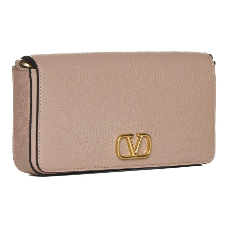 Valentino Vlogo Calfskin Shoulder Bag, Crossbody Bag, Wallet Women's Fuchsia-1