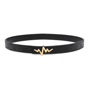 TangGuh Heartbeat Collection Print Black Gold Leather Belts Unisex Width  3cm