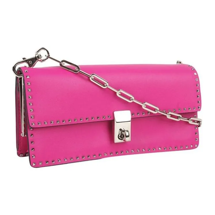 Valentino Genuine Leather Crossbody Bag Shoulder Bag Women's Pink-2